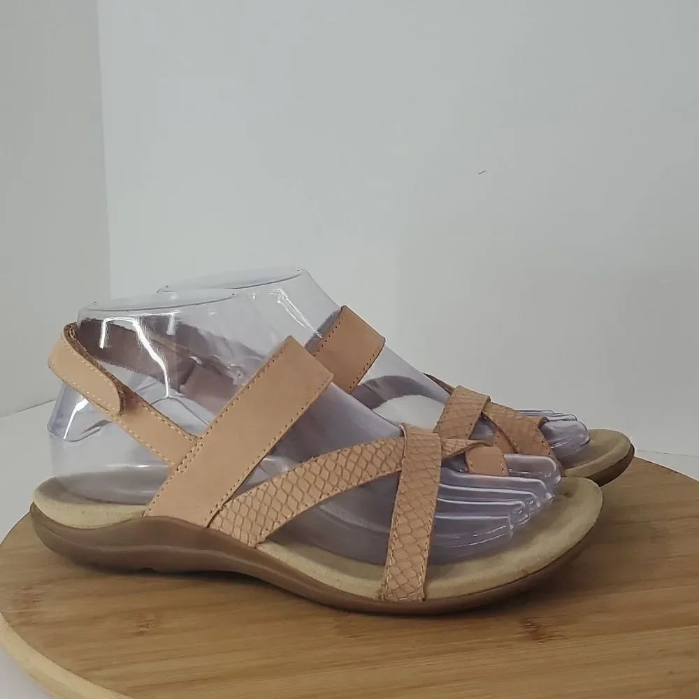 ABEO Barnett Women's Orthotic Sandal Neutral Tan Embossed Nubuck Size 6